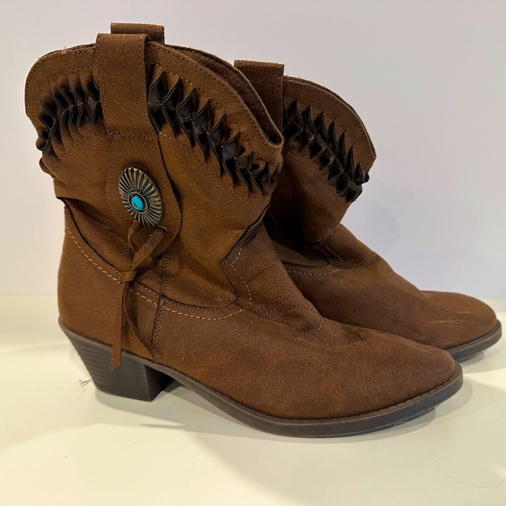 Rampage Brown Leather Boots, Size 10M
